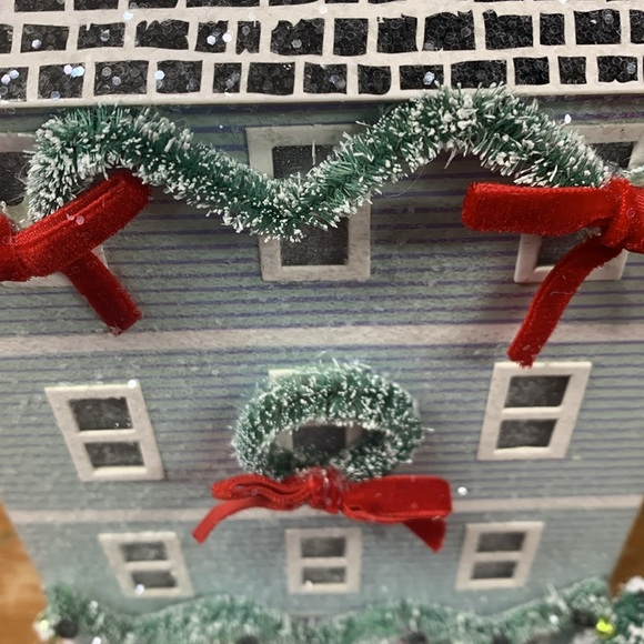 Anthropologie George & Viv Light Up Holiday Village House Green Townhouse - Picture 4 of 5